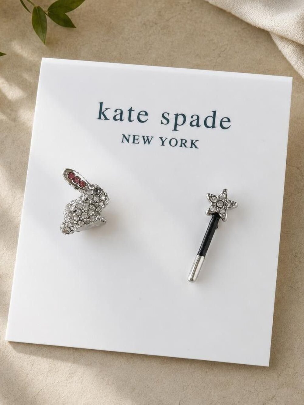 Kate Spade Starring Bunny Asymmetrical Silver Stud Earrings